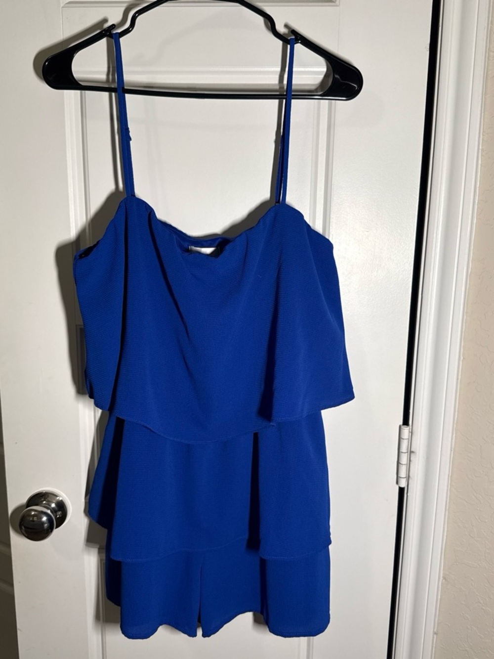 Premier Electric Blue Tiered Spaghetti-Strap Romper